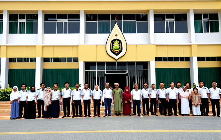 **Image Prompt:** A diverse group of people standing in front of the Brunei Immigration Department building, some holding passports and documents. The scene should convey a sense of hope and anticipation, while also subtly hinting at the bureaucratic process. The building is modern and clean, with the Brunei flag prominently displayed. The overall tone is professional and slightly aspirational. Consider including traditional Brunei architectural elements in the building design.
