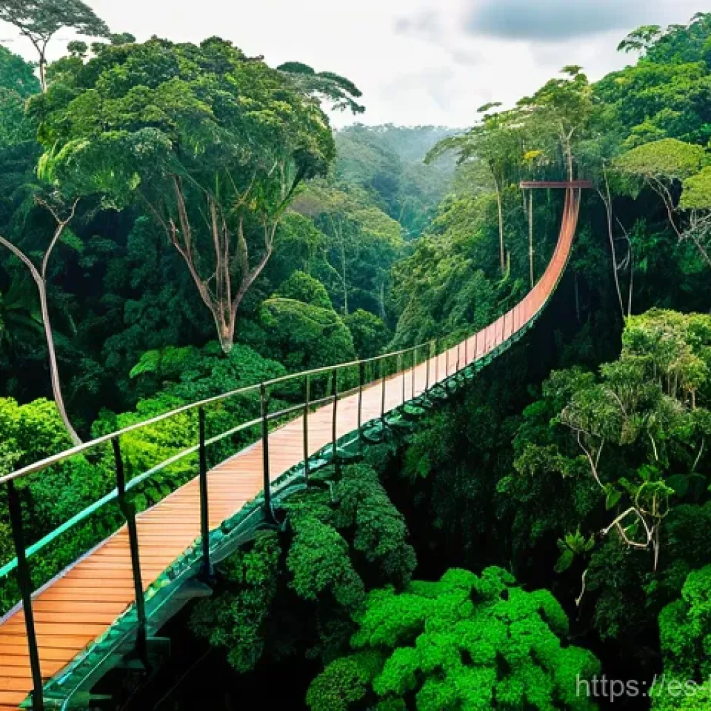 브루나이 유산 보존 - **Awe-Inspiring Rainforest Canopy Walk in Ulu Temburong National Park, Brunei**
    An expansive, br...