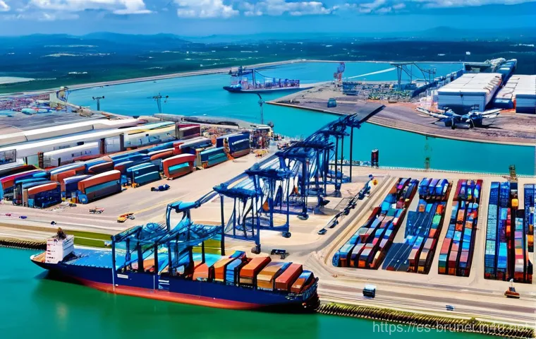 브루나이 국제 무역 협정 - **A modern and vibrant Bruneian city skyline at dawn, showcasing a harmonious blend of contemporary,...