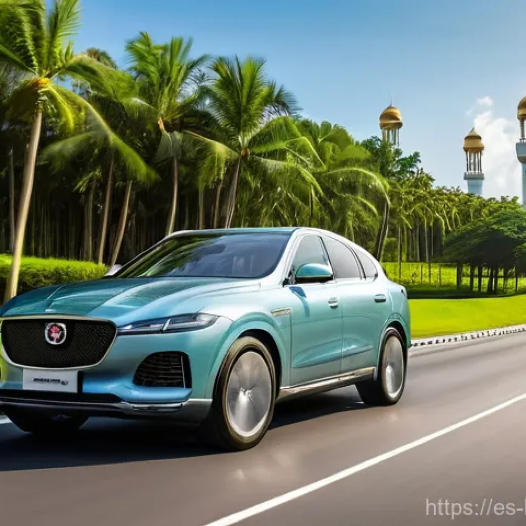 브루나이 교통사고 통계 - **Prompt:** A serene and picturesque scene of a modern, sleek car (like a luxury sedan or SUV) drivi...