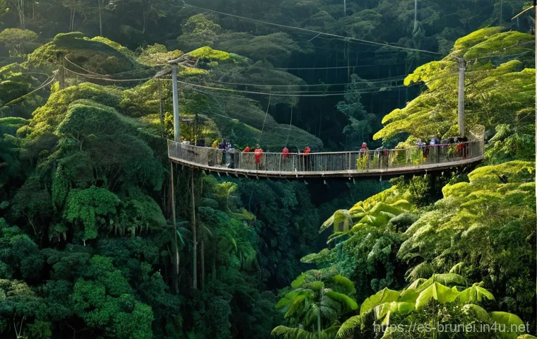 브루나이 힐링 여행 코스 - **"A breathtaking view of the untouched Ulu Temburong National Park in Brunei at sunrise. The dense ...