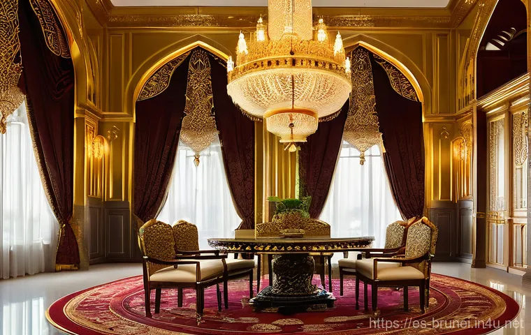 브루나이의 독특한 인테리어 디자인 - Prompt 1: Royal Golden Grandeur** 브루나이의 독특한 인테리어 디자인 - Prompt 1: Royal Golden Grandeur**