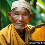 브루나이 전통 의학 - **Prompt 1: The Wise Herbalist of Brunei's Rainforest**
    "A serene, medium shot of an elderly Bru...