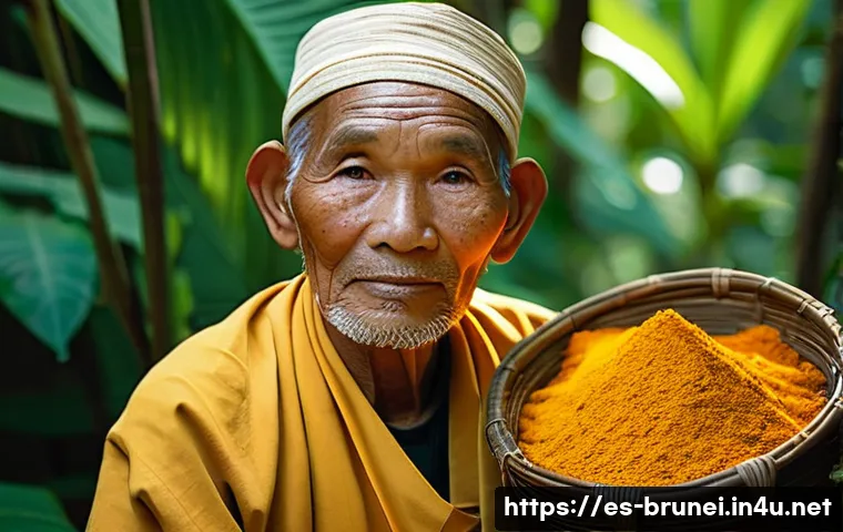 브루나이 전통 의학 - **Prompt 1: The Wise Herbalist of Brunei's Rainforest**
"A serene, medium shot of an elderly Bru...