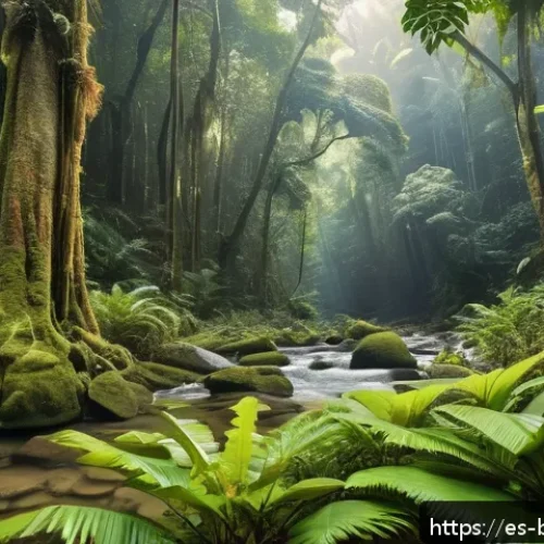브루나이 최고의 스팟 - A vibrant and lush tropical rainforest scene in Ulu Temburong, Brunei, showcasing towering ancient t...